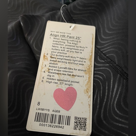 Align High-Rise Tight 25” Aqueous Emboss Black 8 New With Tags! RARE! - Picture 5 of 7